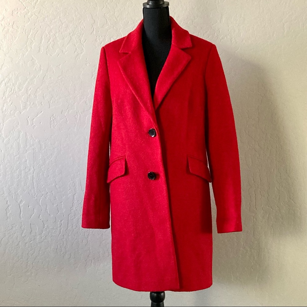 Sam Edelman Red Notched Collar Wool Top Coat / Size Large
